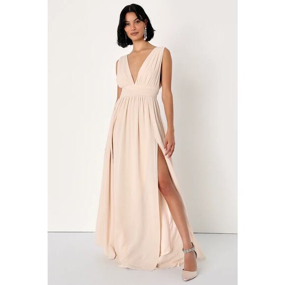 Lulu's Dresses & Skirts - New Lulu’s Heavenly Hues Cream Maxi Dress Women’s size M